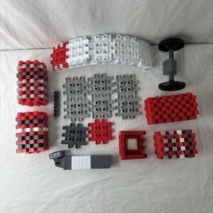 Little Tikes Waffle Blocks Fire Truck Wheels Red Gray White Pieces Partial Set